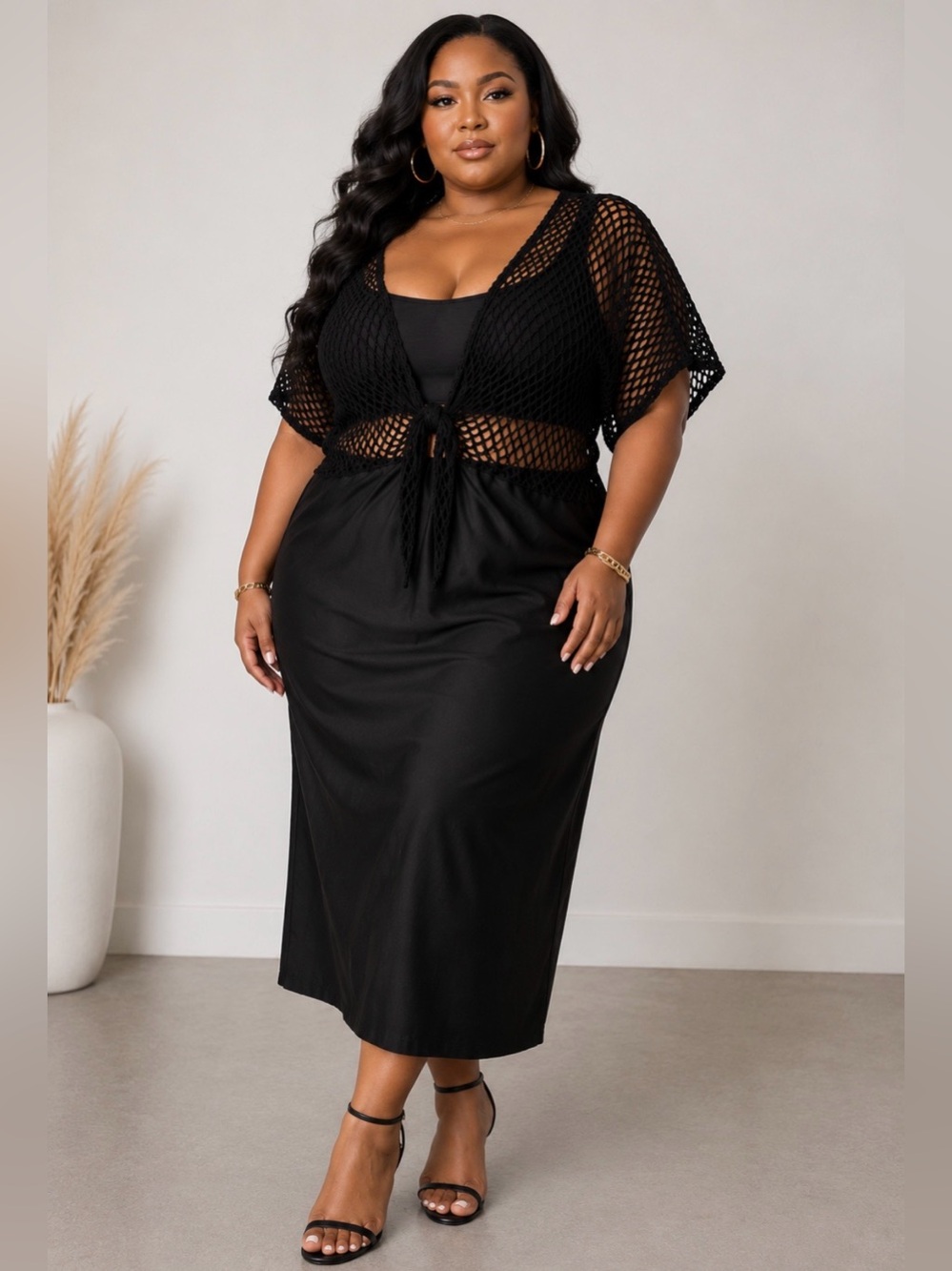 Rue 107 Black Fishnet dress